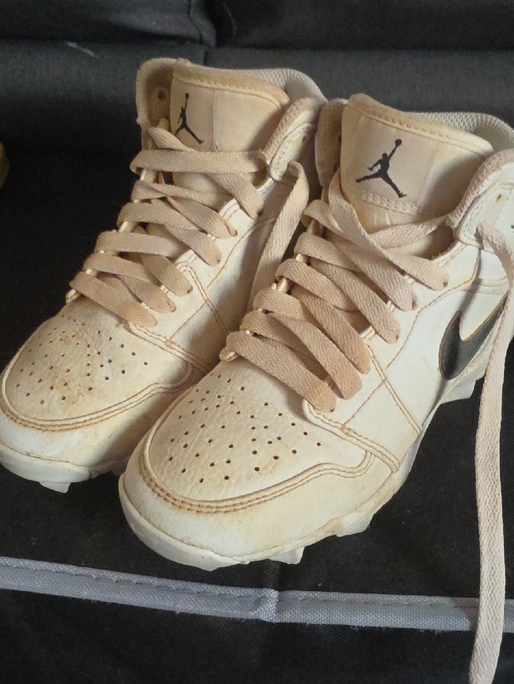 Jordan Beige High-Top Sneakers with Black Swoosh